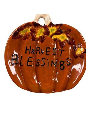 Harvest Blessings Decorative Ceramic Pumpkin Wall Hanging Dish Decor Trinket